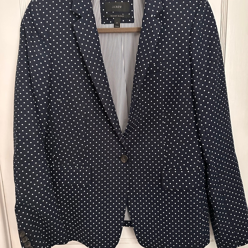 J. Crew Navy Polka Dot Regent Blazer